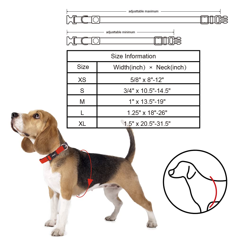 KRUZ PET KZA102-18S Collar de Malla para Perros pequeños, medianos y Grandes, Cuello de Cuello Ajustable, Suave, Ligero, Transpirable, Ajuste cómodo, Rosa Frambuesa, S