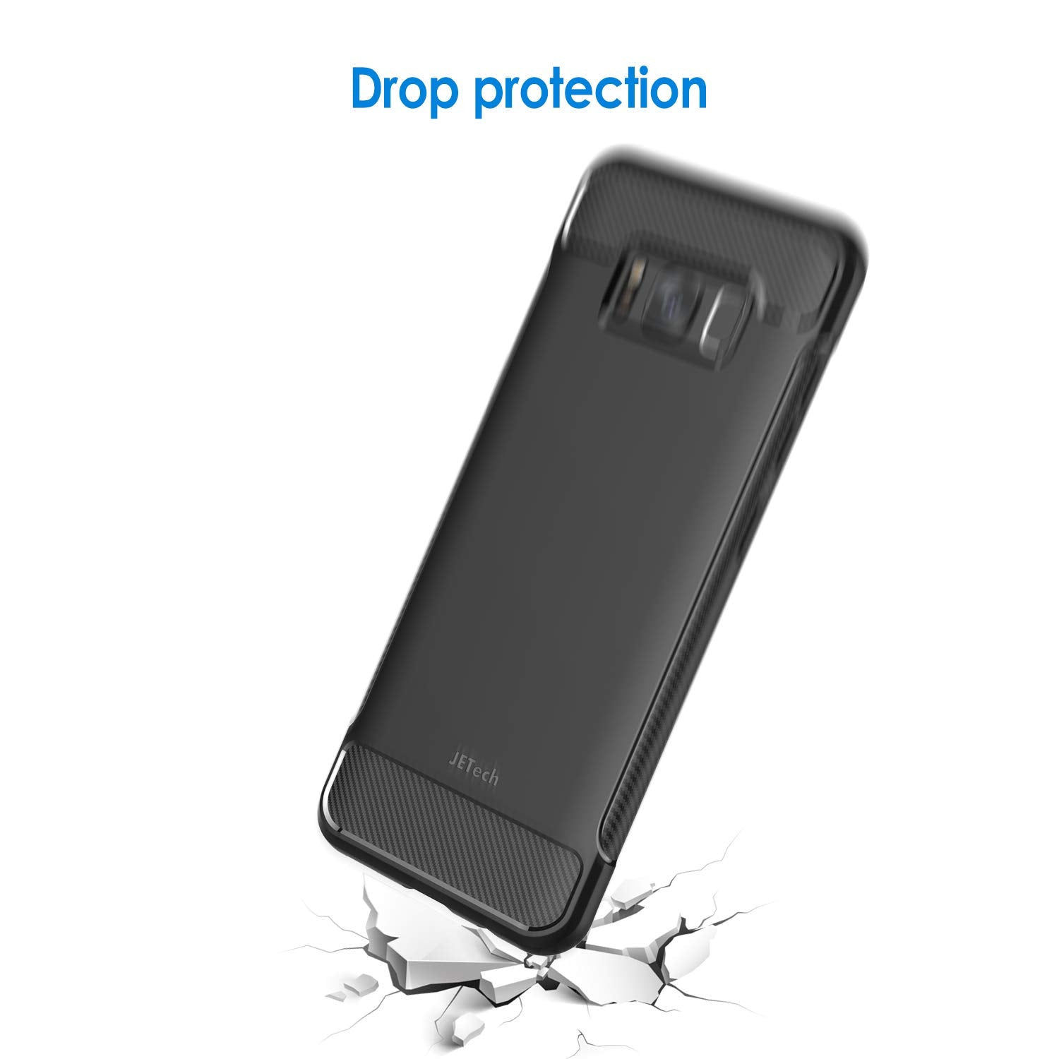 JETech Funda Slim para Samsung Galaxy S8, Carcasa Teléfono Delgado con Absorción de Impacto y Diseño de Fibra de Carbón (Negro)