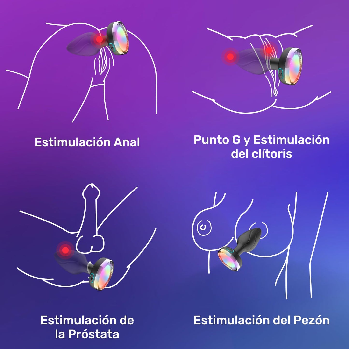 Vibrador Anal ZEZELIFE Negro Control por APP Inteligente con 9 Modos para Mujer y Hombre