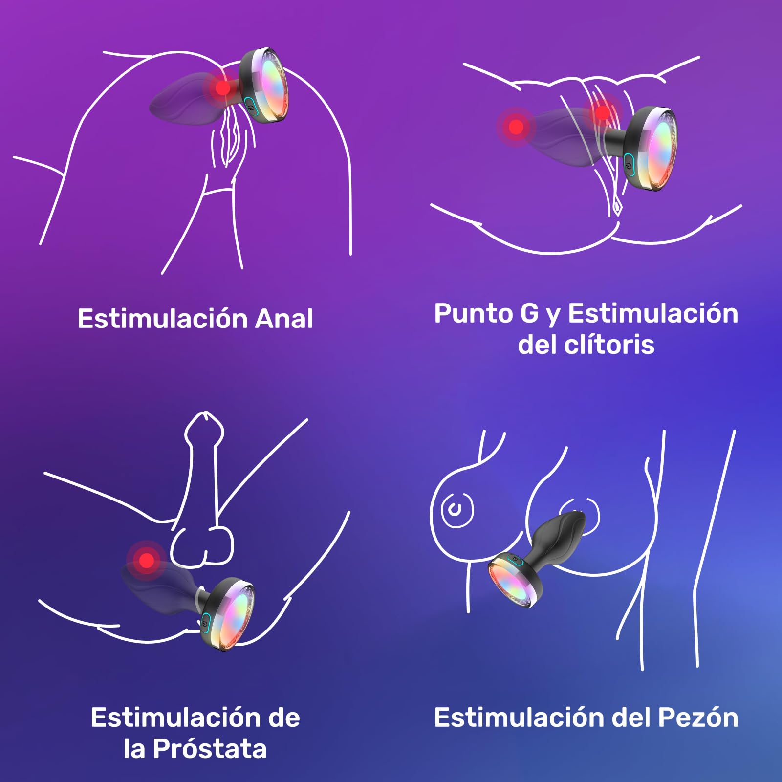 Vibrador Anal ZEZELIFE Negro Control por APP Inteligente con 9 Modos para Mujer y Hombre