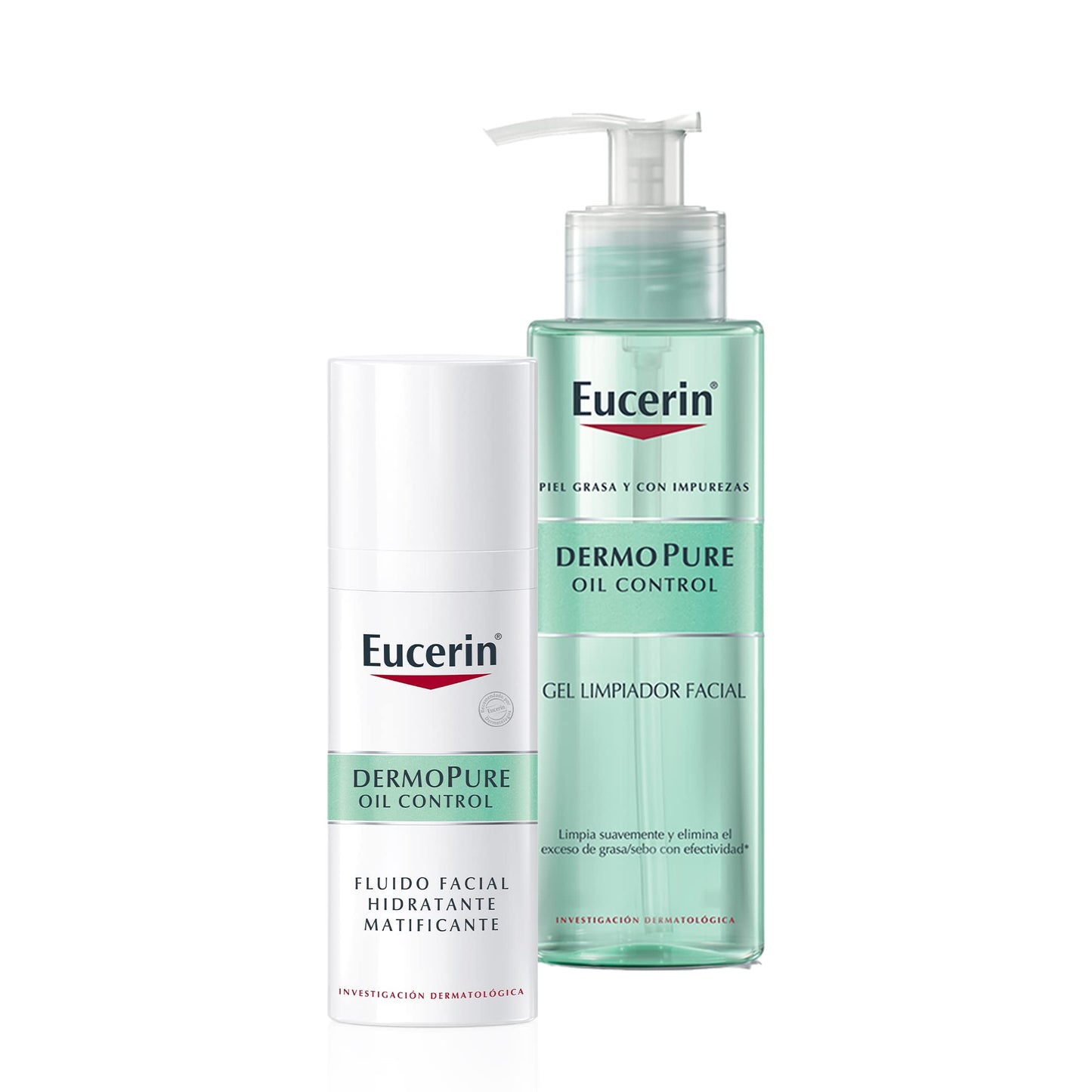 Kit Eucerin DermoPure Gel Limpiador Facial, 200 ml + Fluido Facial Hidratante Matificante para piel grasa, 50 ml
