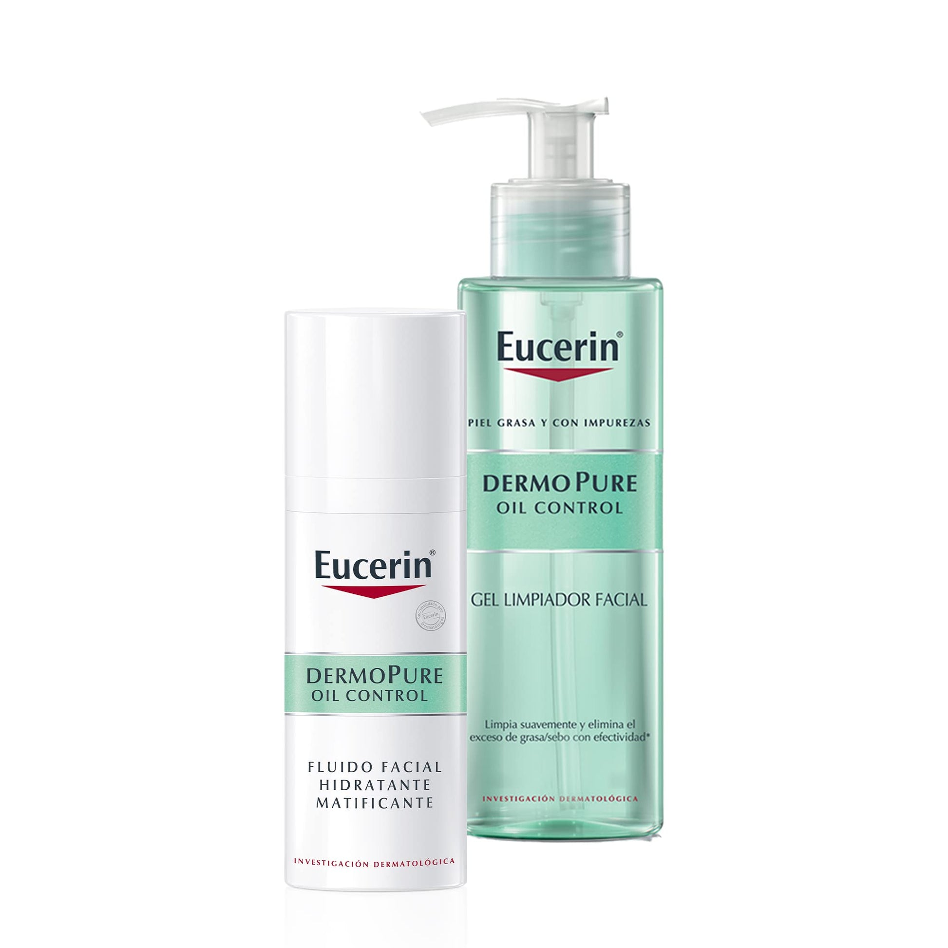 Kit Eucerin DermoPure Gel Limpiador Facial, 200 ml + Fluido Facial Hidratante Matificante para piel grasa, 50 ml