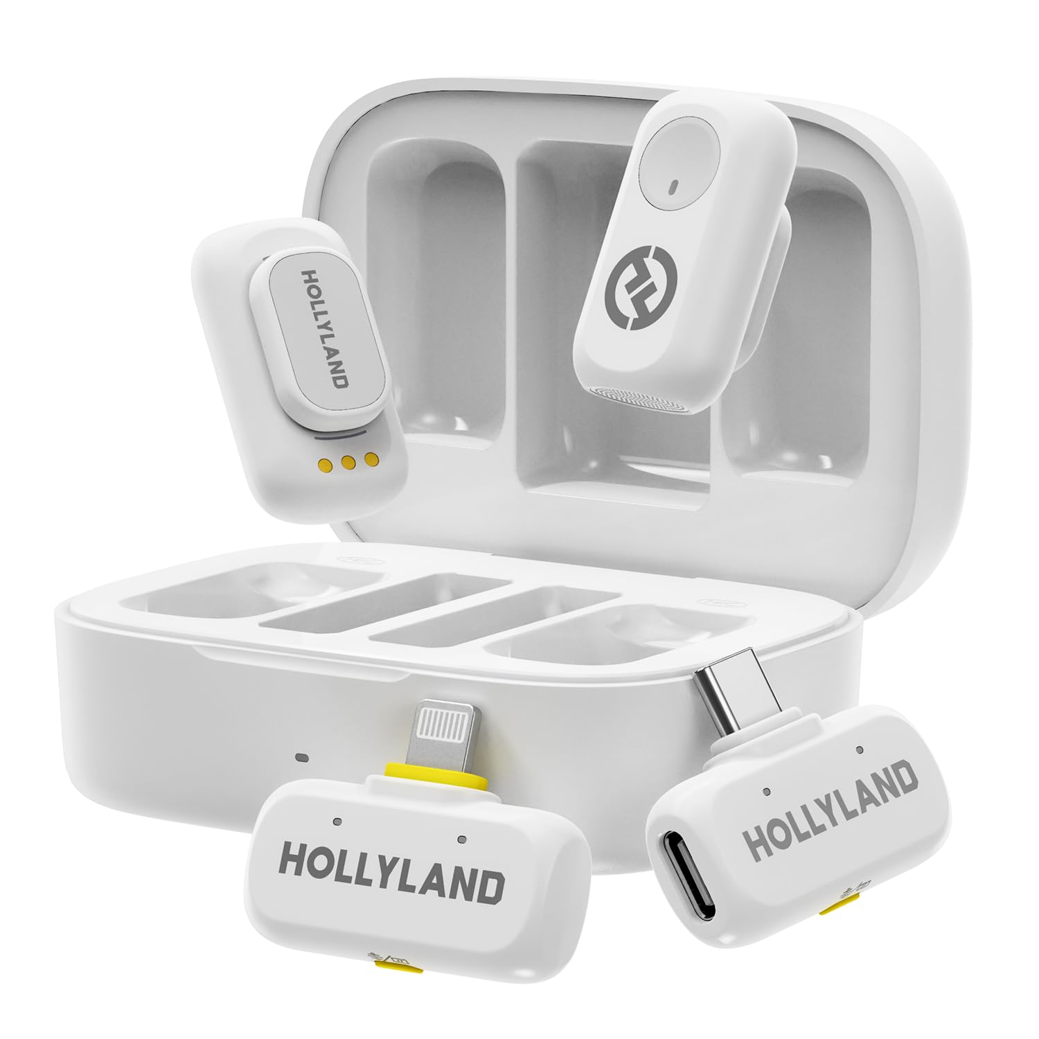 Micrófono Inalámbrico Hollyland Lark A1 Combo Blanco con USB-C RX y Lightning RX para iPhone y Android