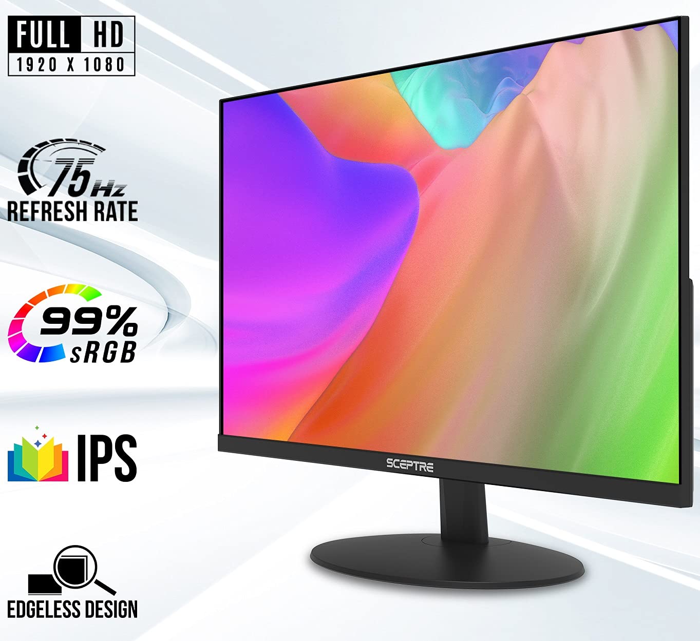 Sceptre IPS 24-Inch Business Computer Monitor 1080p 75Hz with HDMI VGA Build-in Speakers, Negro máquina (E248W-FPT)