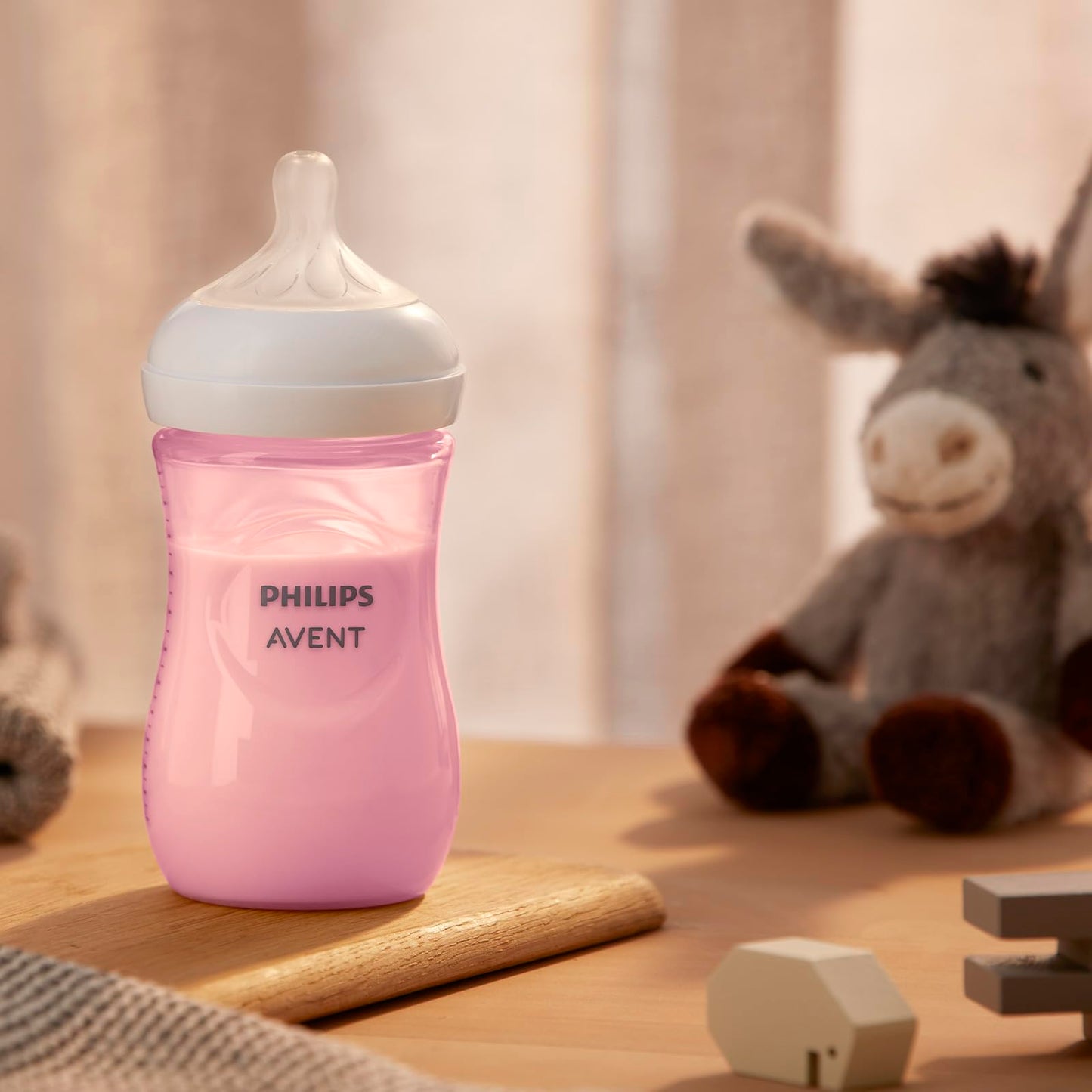 Biberón Natural Response Philips Avent Rosa con Válvula Anticólicos 9 oz Flujo Medio