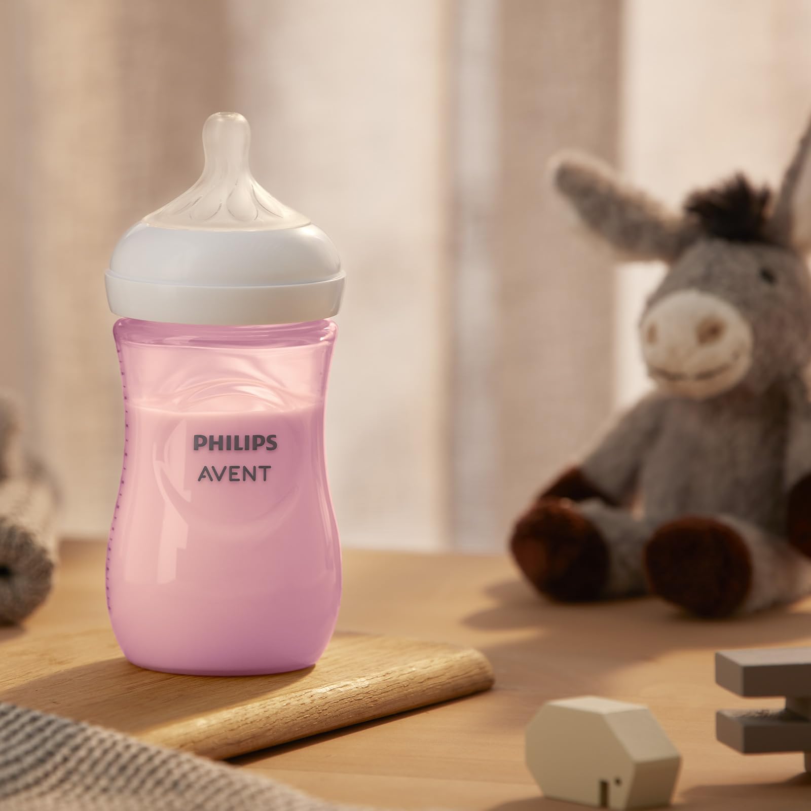 Biberón Natural Response Philips Avent Rosa con Válvula Anticólicos 9 oz Flujo Medio