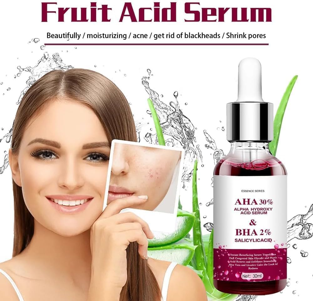 Tratamiento Facial para Rosácea 5pcs - Sérum de Ácido de Frutas para Reducir Rojeces y Equilibrar Sebo - 30ml