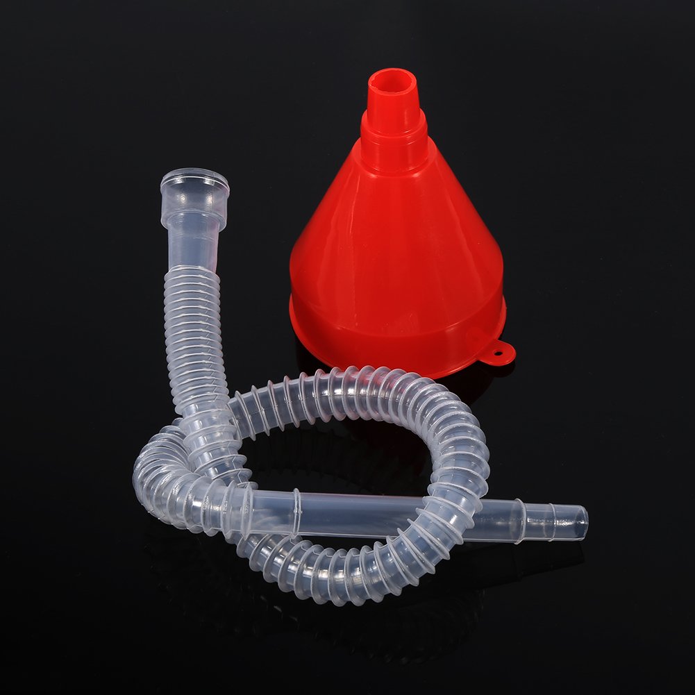 Embudo de Aceite Flexible de Plástico para Coche con Boquilla Grande y Manguera