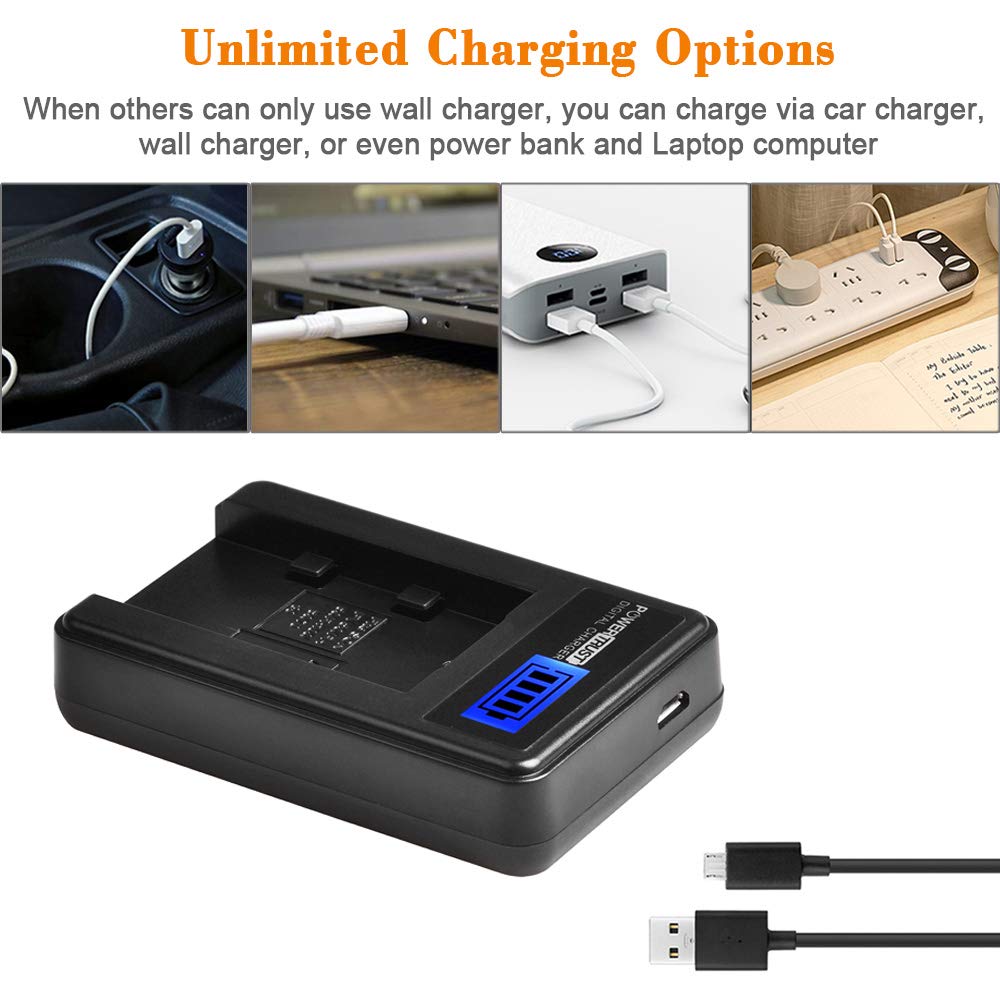 Cargador USB PowerTrust para Sony HDR-CX y HDR-PJ Negro