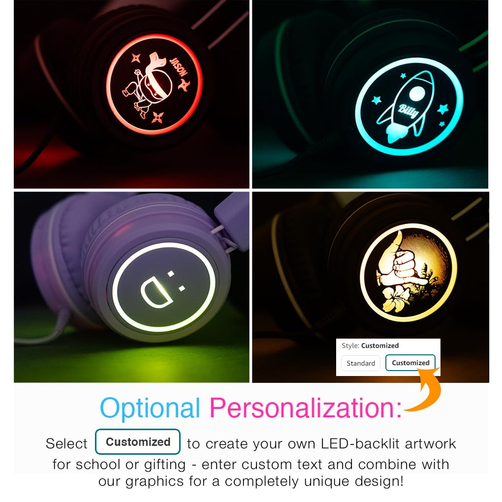 Auriculares MEE audio KidJamz KJ55 USB-C LED Multicolores para Niños