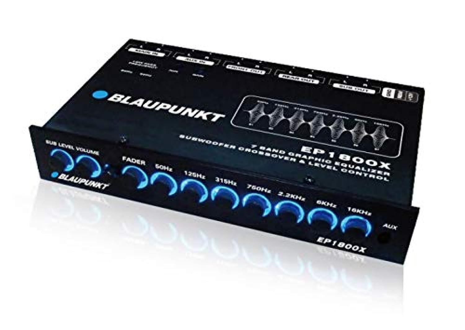 BLAUPUNKT EP1800X - Ecualizador gráfico de Audio de Coche de 7 Bandas con Entrada Auxiliar Frontal de 3,5 mm, Entrada Auxiliar RCA Trasera y entradas de Altavoz de Alto Nivel