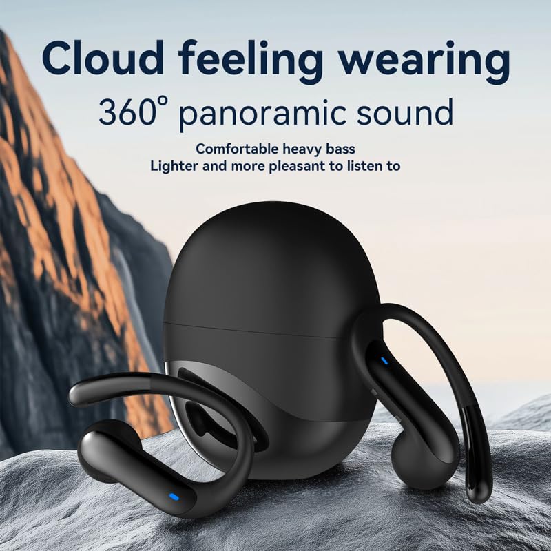 Auriculares Bluetooth Glekyole Negro Oído Abierto Cancelación de Ruido