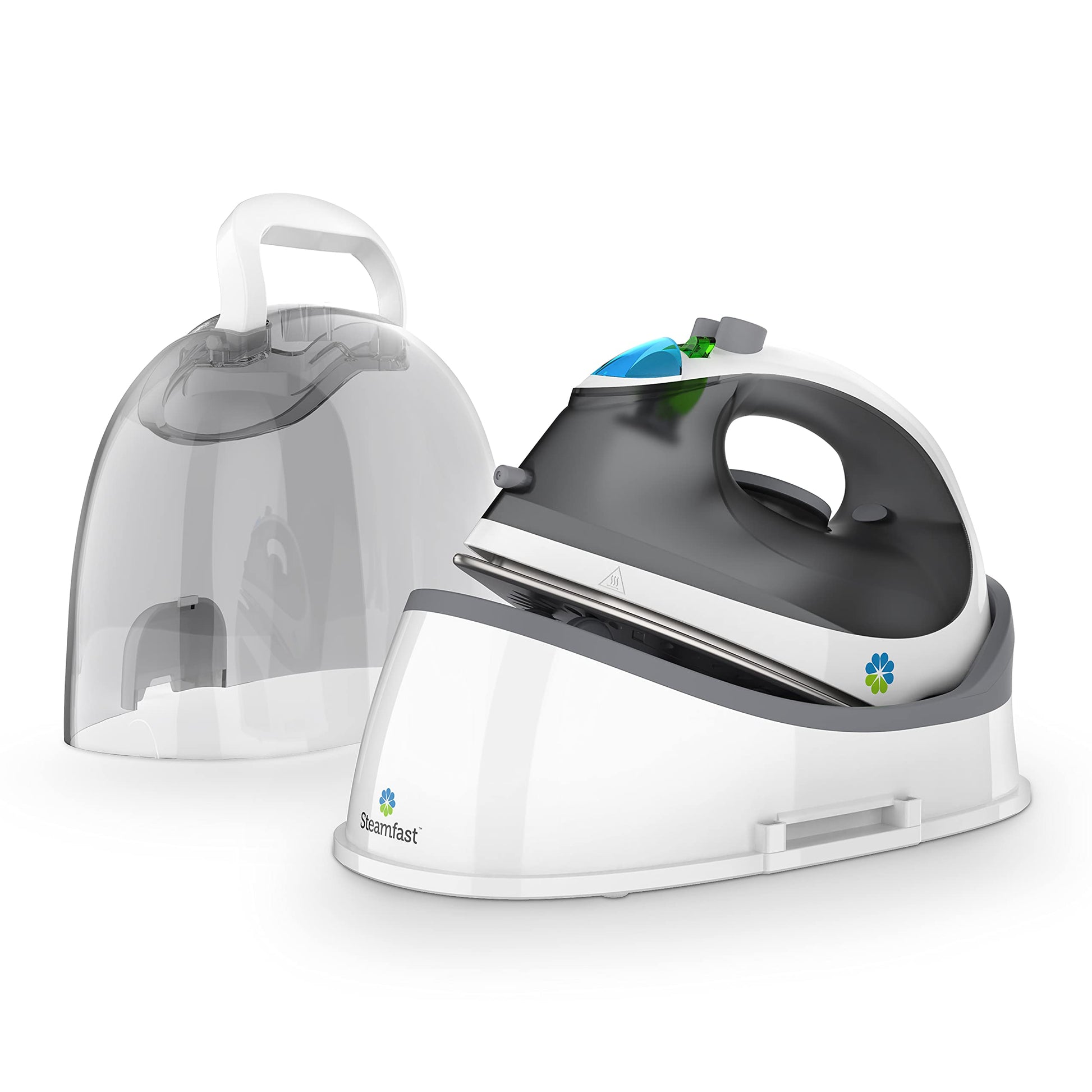 Plancha de Vapor Inalámbrica Steamfast Blanca con Placa Antiadhesiva y Funda de Transporte