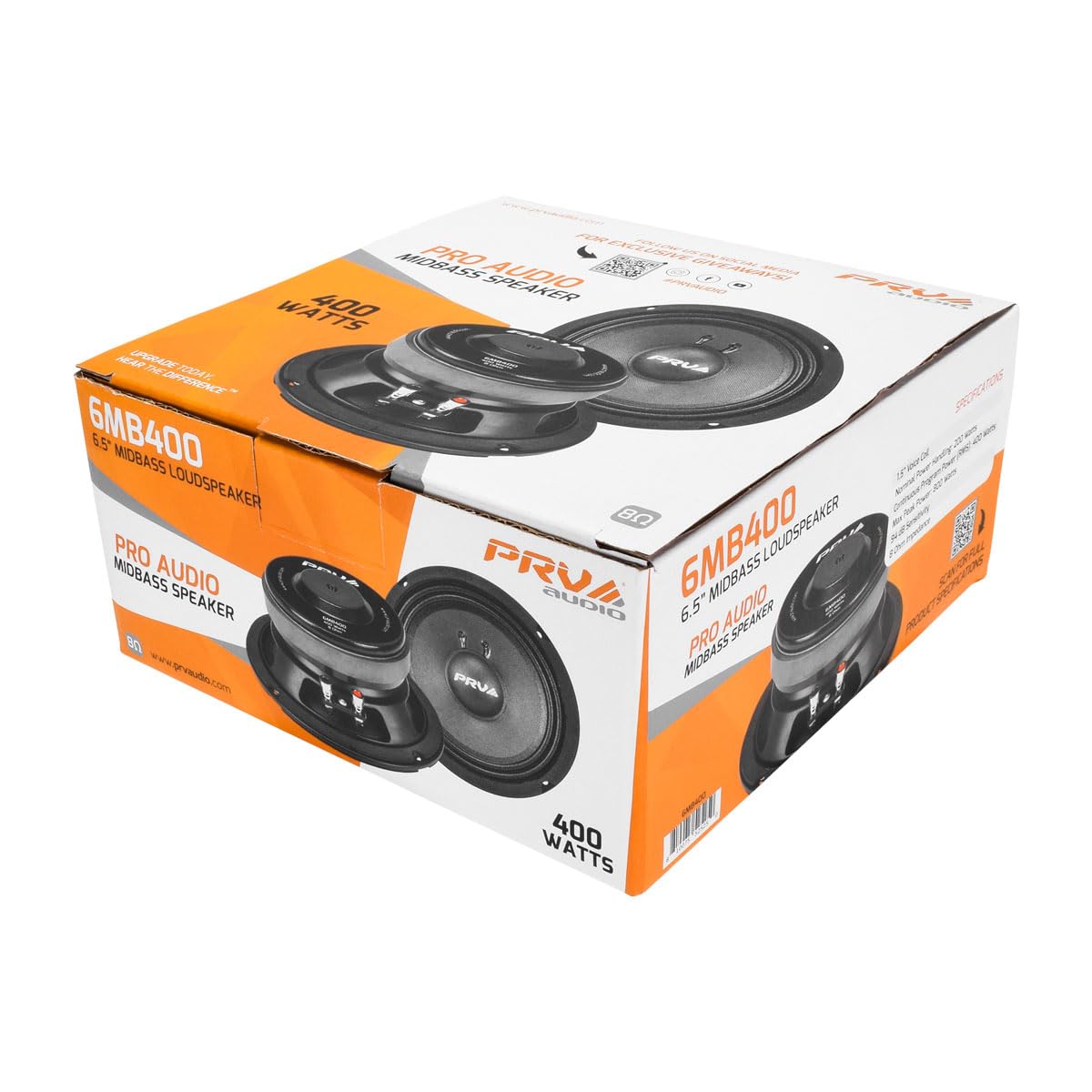 Altavoz PRV AUDIO 6.5 Pulgadas Rango Medio 8 Ohm 400 Vatios de Alto Rendimiento de Alta Salida de Sonido