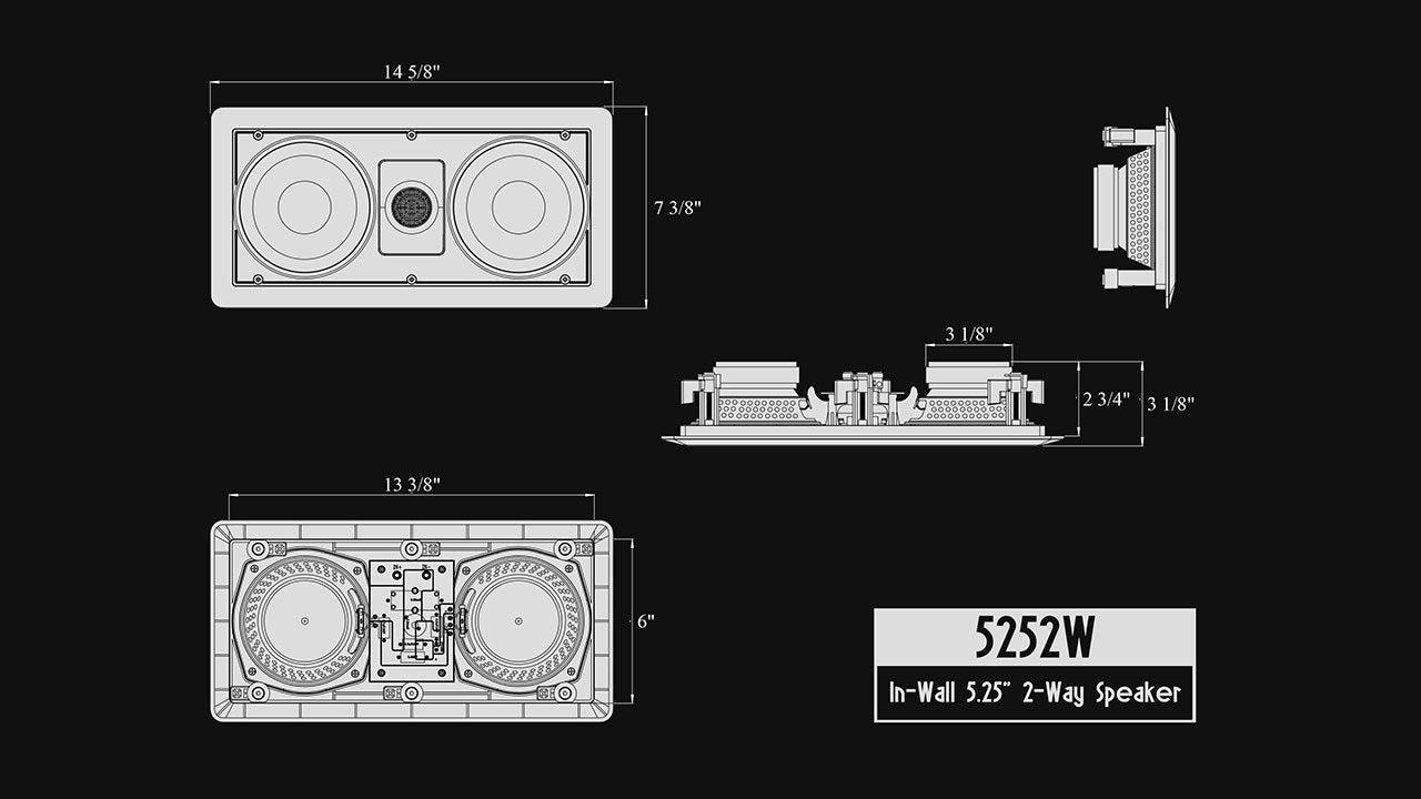 5252W Silver Ticket In-Wall In-Ceiling Speaker with Pivoting Tweeter (Dual 5.25 Inch in-wall Center Channel)