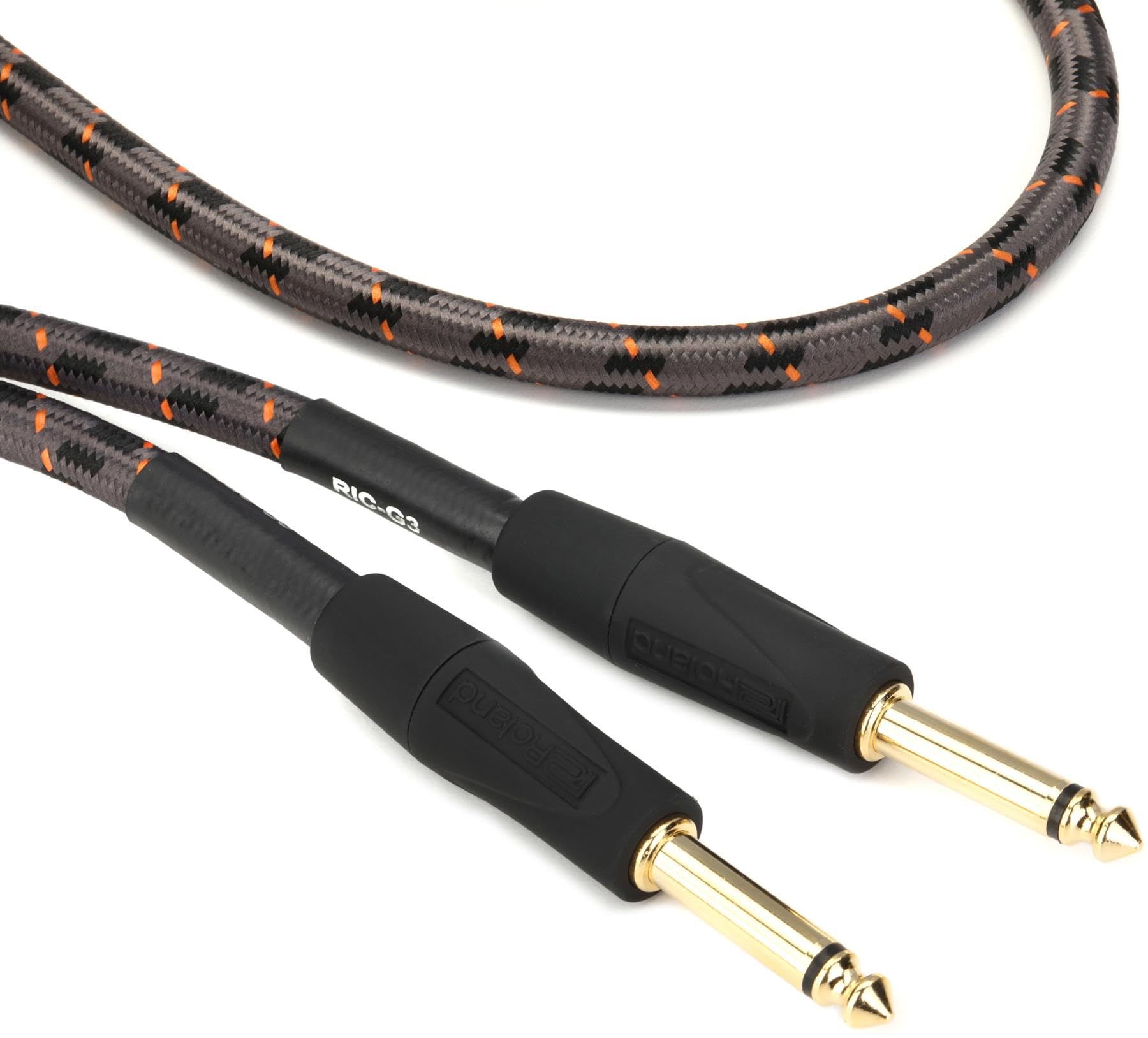 Cable Roland serie Gold instrumento 2 conectores plug TR 6.3mm chapa de oro 24K 1 mts.
