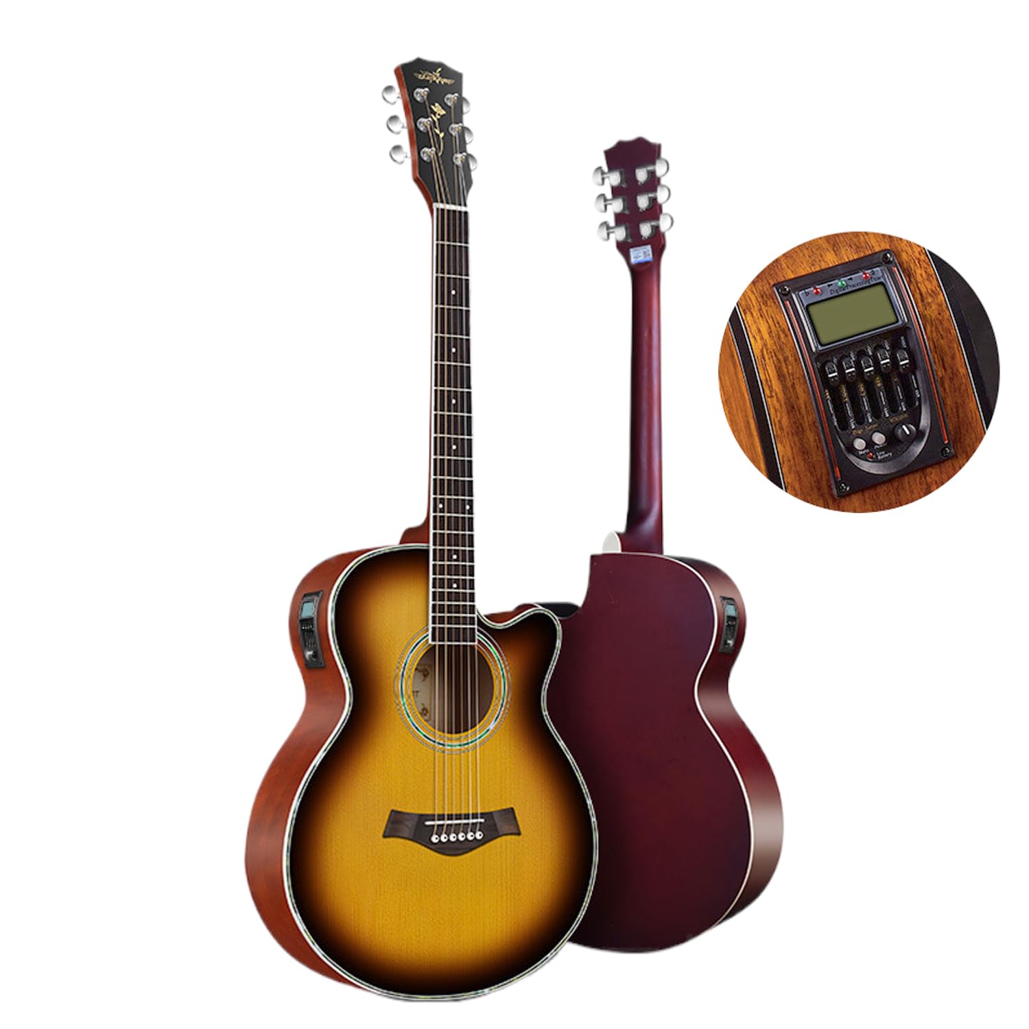 NOVAKA Guitarra Acústica, Guitarra Electroacústica de 38 Pulgadas, Transmisión de Sonido Natural, Moderno, para Principiantes, Niños y Adultos (Sunset Red)