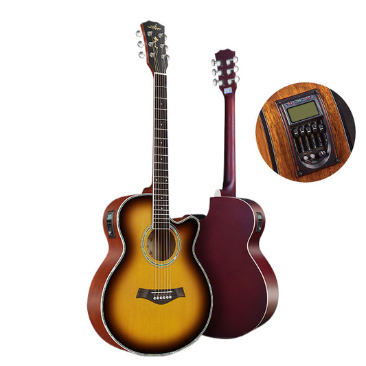 NOVAKA Guitarra Acústica, Guitarra Electroacústica de 38 Pulgadas, Transmisión de Sonido Natural, Moderno, para Principiantes, Niños y Adultos (Sunset Red)