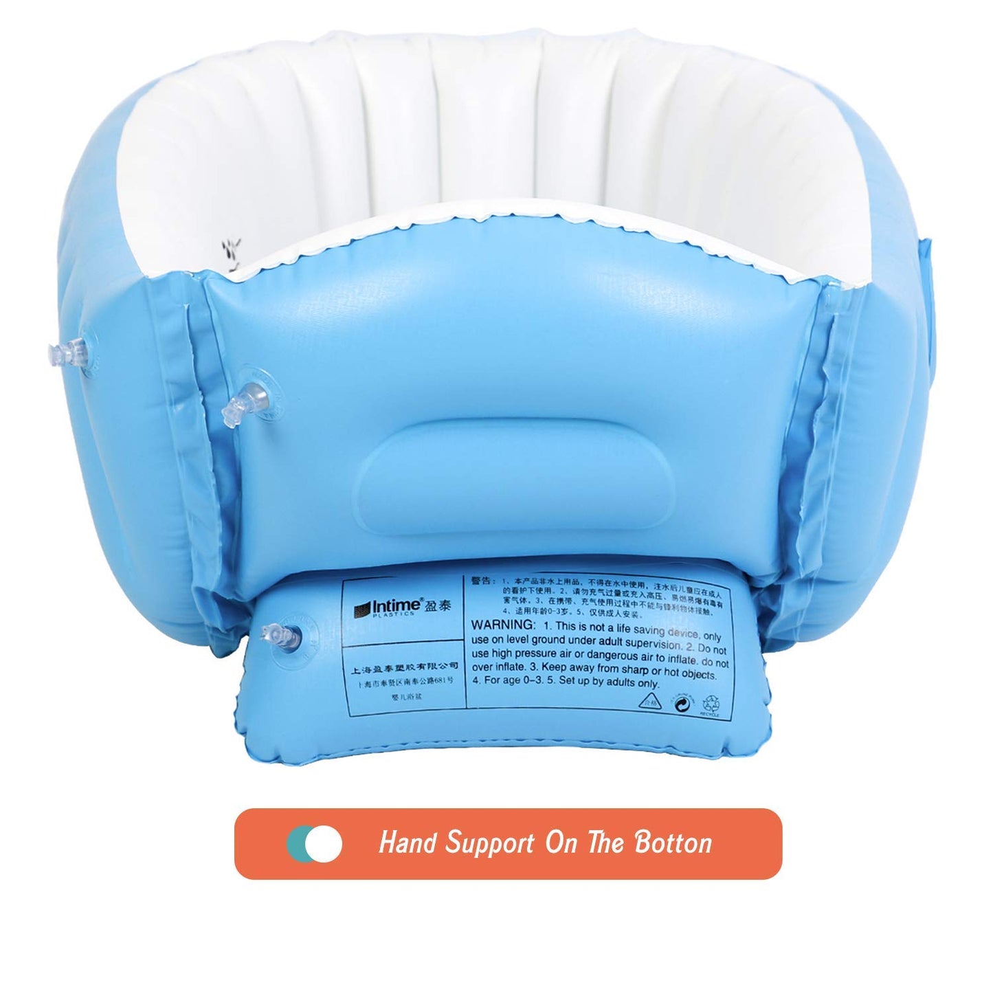 Bañera inflable para bebé, tina de viaje antideslizante portátil para niños pequeños, alberca gruesa plegable para baño con bomba de aire, azul
