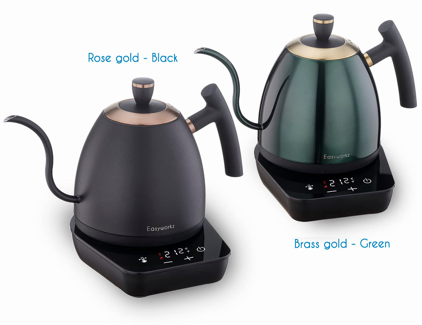 Easyworkz hervidor de café eléctrico de cuello de cisne, tetera de acero inoxidable con goteo manual, control de temperatura de 800 ml, calentamiento rápido de 1200 W
