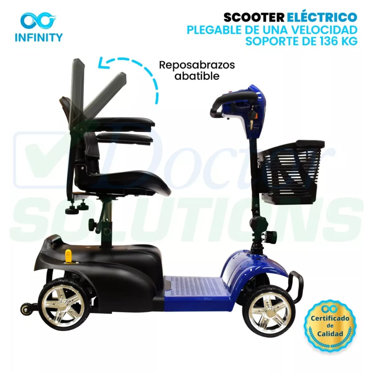 INFINITY | Silla Ruedas Eléctrica Plegable y Recargable Scooter para Adulto Discapacitado, con Batería de Larga Duración (Azul)