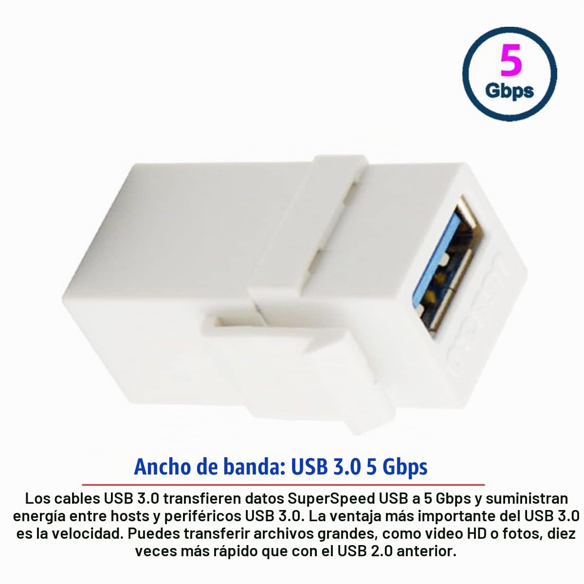 Adaptador de Acoplador Keystone Cablecc USB 3.0 Hembra a Hembra