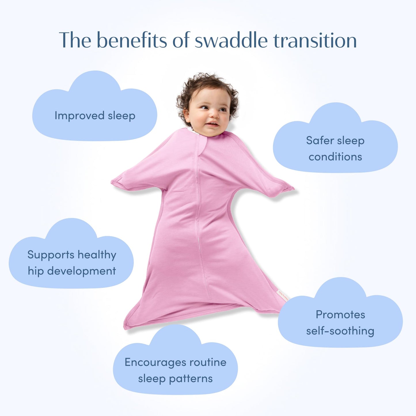 SleepingBaby - Manta de transición con cierre y cierre, acogedora manta para bebé con cierre y comodidad - Manta espaciosa para cambiar fácilmente los pañales, rosa clásico, XS (3-6 meses)