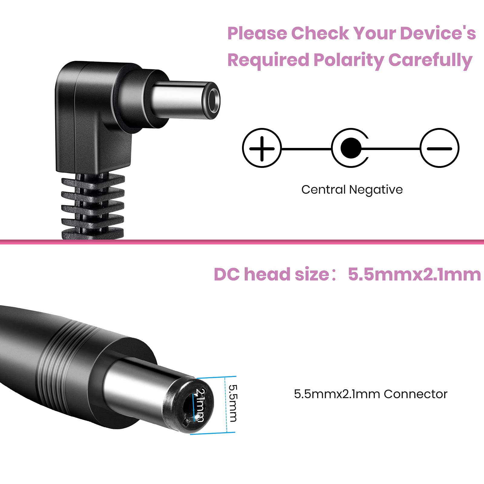 Adaptador de Fuente de Alimentación Pigtone 9V Negra Punta Negativa para Pedales de Guitarra