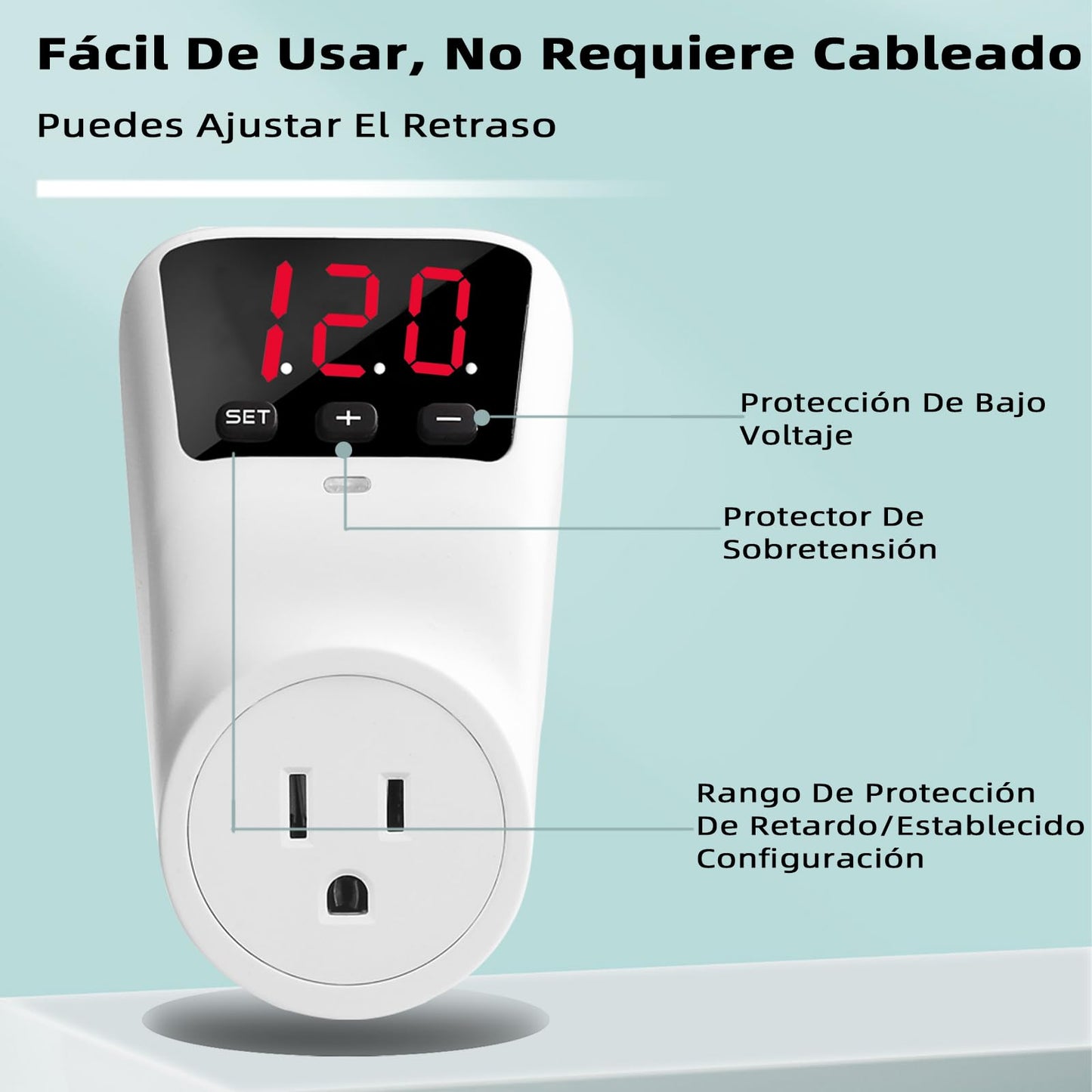 Regulador de Voltaje y Protector 1800W con Pantalla Digital para Refrigerador y Lavadora 15A, voltaje de salida es 150V