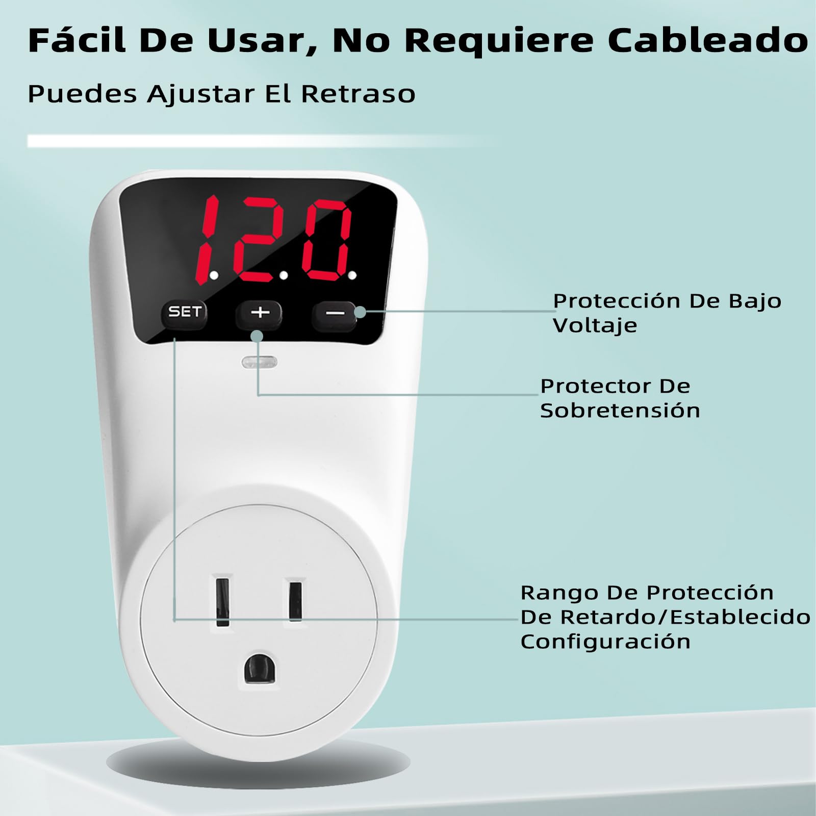 Regulador de Voltaje y Protector 1800W con Pantalla Digital para Refrigerador y Lavadora 15A, voltaje de salida es 150V