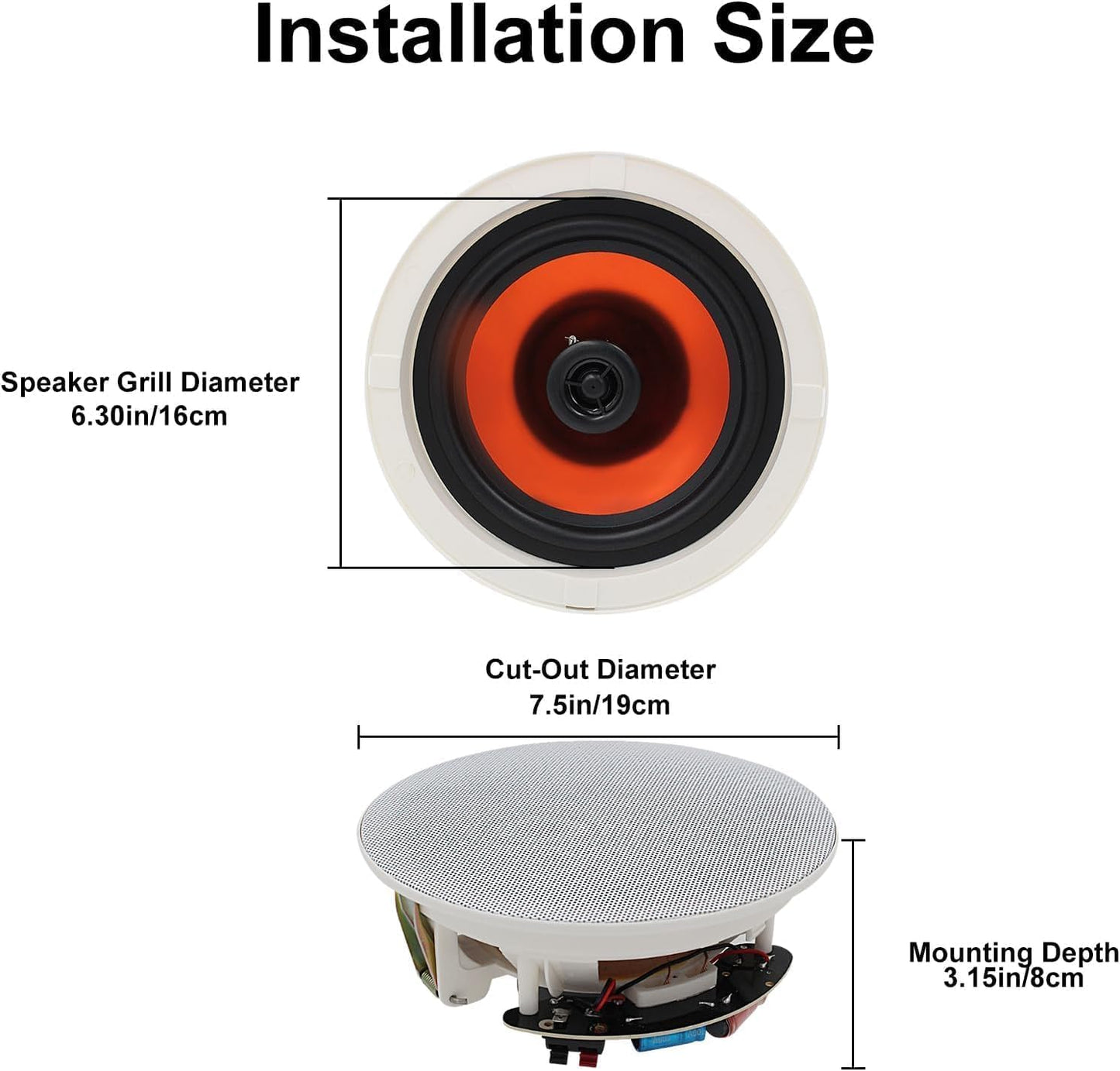 Herdio Paquete de Audio para el hogar con Control de Pared Compatible con Bluetooth Amplificador Receptor con Altavoces de Techo de 300 W de 6.5 Pulgadas, Perfecto para Cine en casa, Oficina
