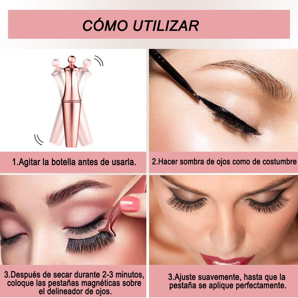 Pestañas Postizas Kit Completo, Pestanas Postizas Magnéticas Naturales 5 Pares, con Delineador Magnético y Pinzas, Extensiones de Pestanas 3D Iman, Reutilizables y Impermeable, No Necesita Pegamento