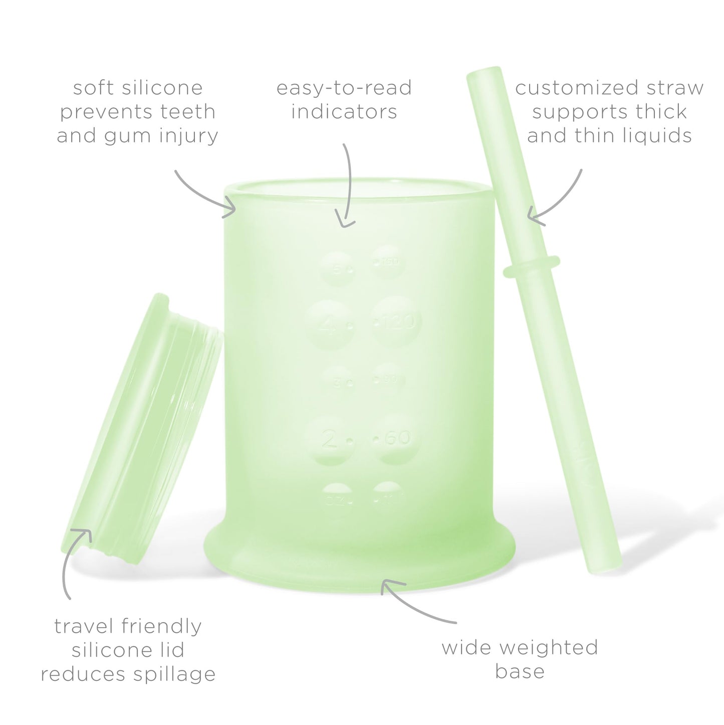 Olababy Taza de Entrenamiento de Silicona con Tapa de Popote | Taza de Agua para Bebés | Bebé de 6+ Meses a Niño Pequeño de 12-18 Meses | Taza Sippy para Niños y Taza de Batidos | Destete Dirigido por