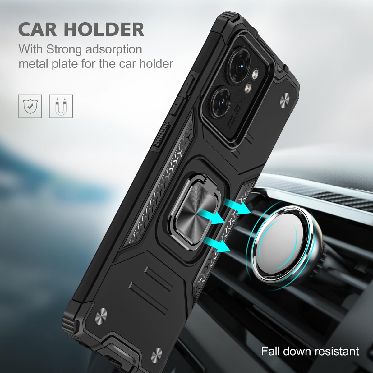 DABUNA Funda para Moto Edge 40 Neo Case Uso Rudo (Negro)