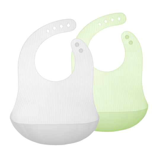 Babero de Silicona Olababy Perla Kiwi con Funda de Viaje para Bebé y Niño Pequeño