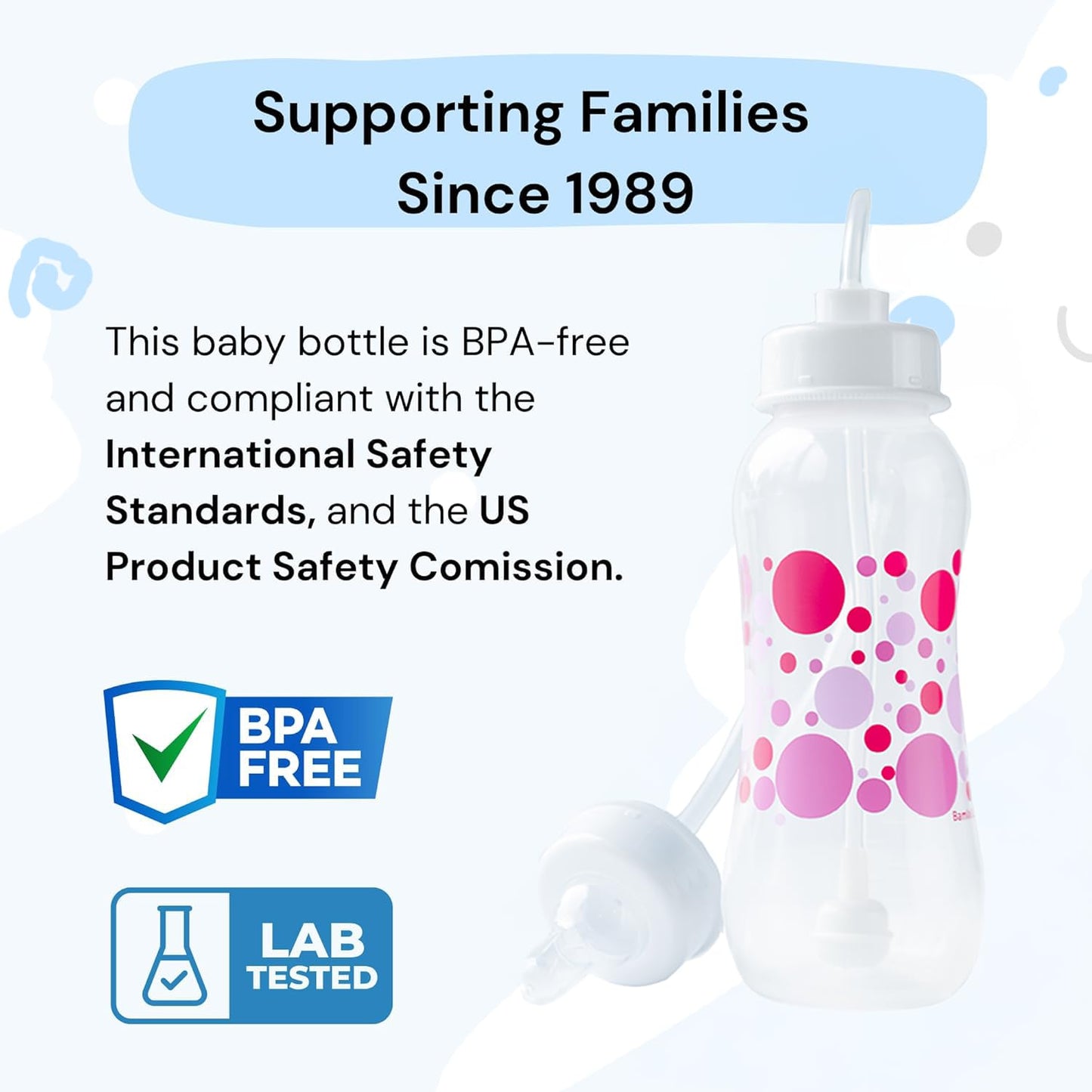 Biberón manos libres – Sistema de enfermería anticólicos, biberón de 9 onzas con pezón/tetina de flujo rápido de 3 m+ con sistema de alimentación de pajita para niños pequeños (1 biberón, rosa)