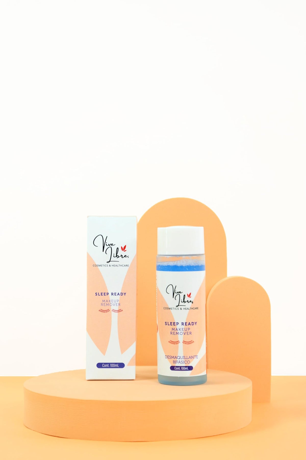 Sleep Ready Makeup Remover- Desmaquillante Bifásico- Elimina el Maquillaje a Prueba de Agua- Vive Libre Cosmetics