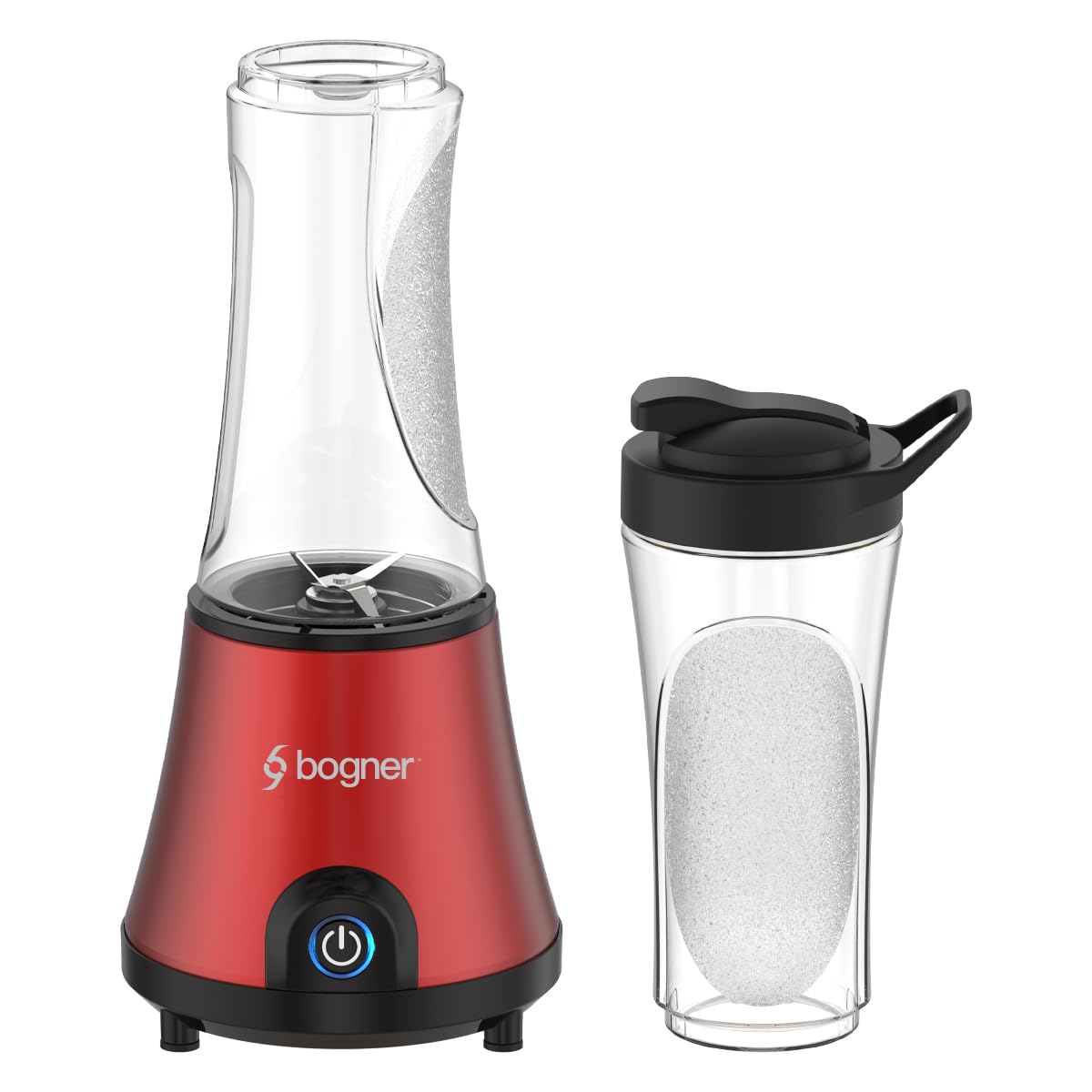 Licuadora Personal Compacta Bogner BPB02 500 W- Para Creaciones Deliciosas, Blender Hielo 4 Cuchillas, Vasos de 600 ml de Tritán con Tapa, Cuchillas Desmontables Acero Inoxidable.