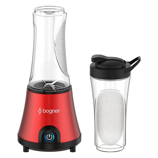 Licuadora Personal Compacta Bogner BPB02 500 W- Para Creaciones Deliciosas, Blender Hielo 4 Cuchillas, Vasos de 600 ml de Tritán con Tapa, Cuchillas Desmontables Acero Inoxidable.