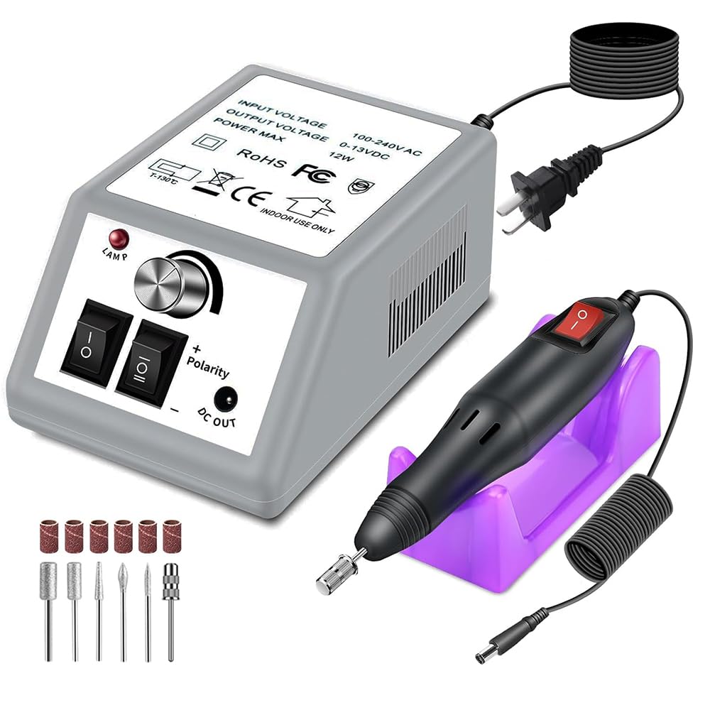 Kit De Taladro Eléctrico Para Uñas Pinkiou Gris Pluma Profesional Manicura y Pedicura