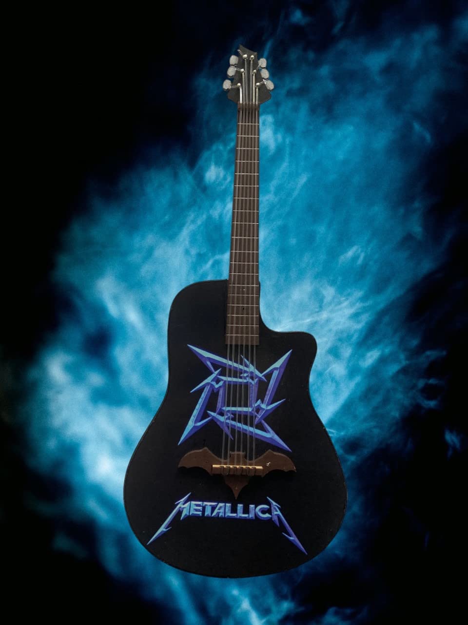 Guitarra Miniatura Hecho a Mano Coleccionable Mini Guitarra Artesanía Mexicana para Regalos (Metalica)