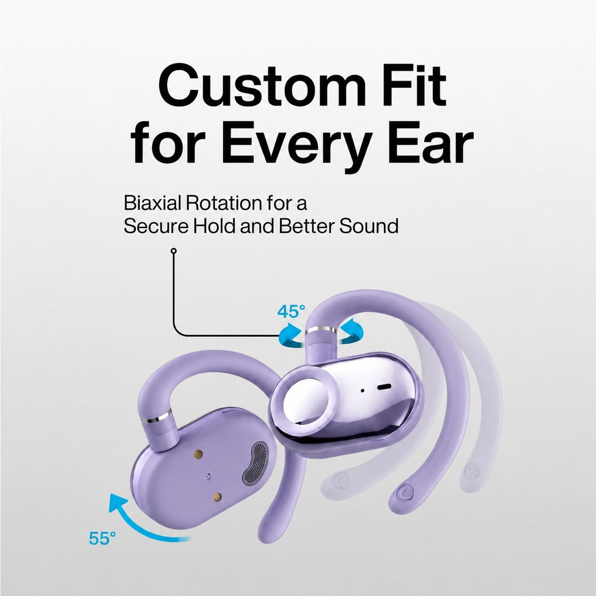 Auriculares Sobre la Oreja Bluetooth 5.4 Inalámbrico con Altavoces de 16 mm Ligero y Rotación Biaxial para Correr