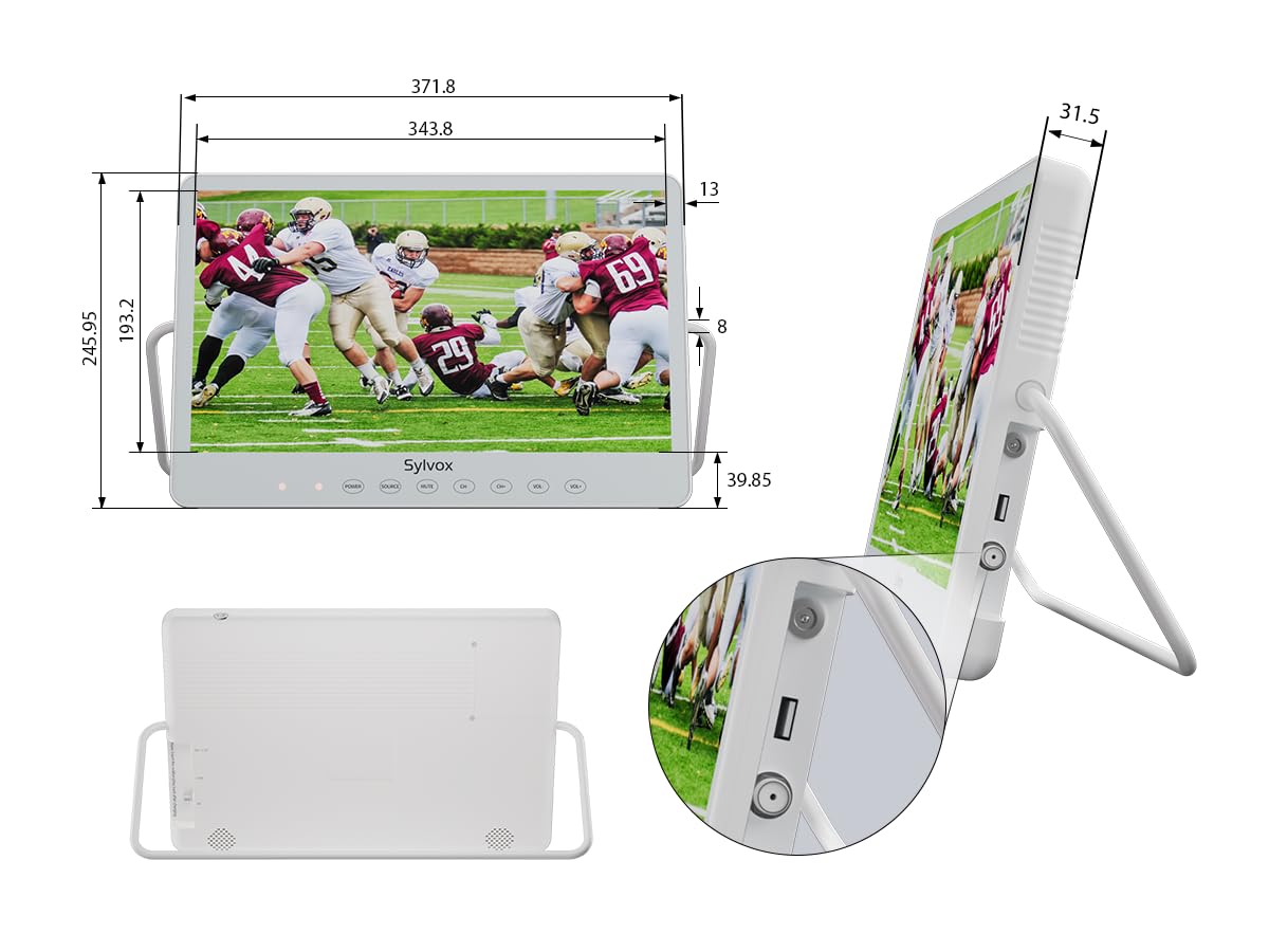 SYLVOX TV portátil de 15.6 pulgadas, Smart TV 1080P, batería de 10000mAh (6H), recargable, resistente al agua IP66, soporta aplicaciones y control de voz. Perfecto para RV, cocina, caravana y más