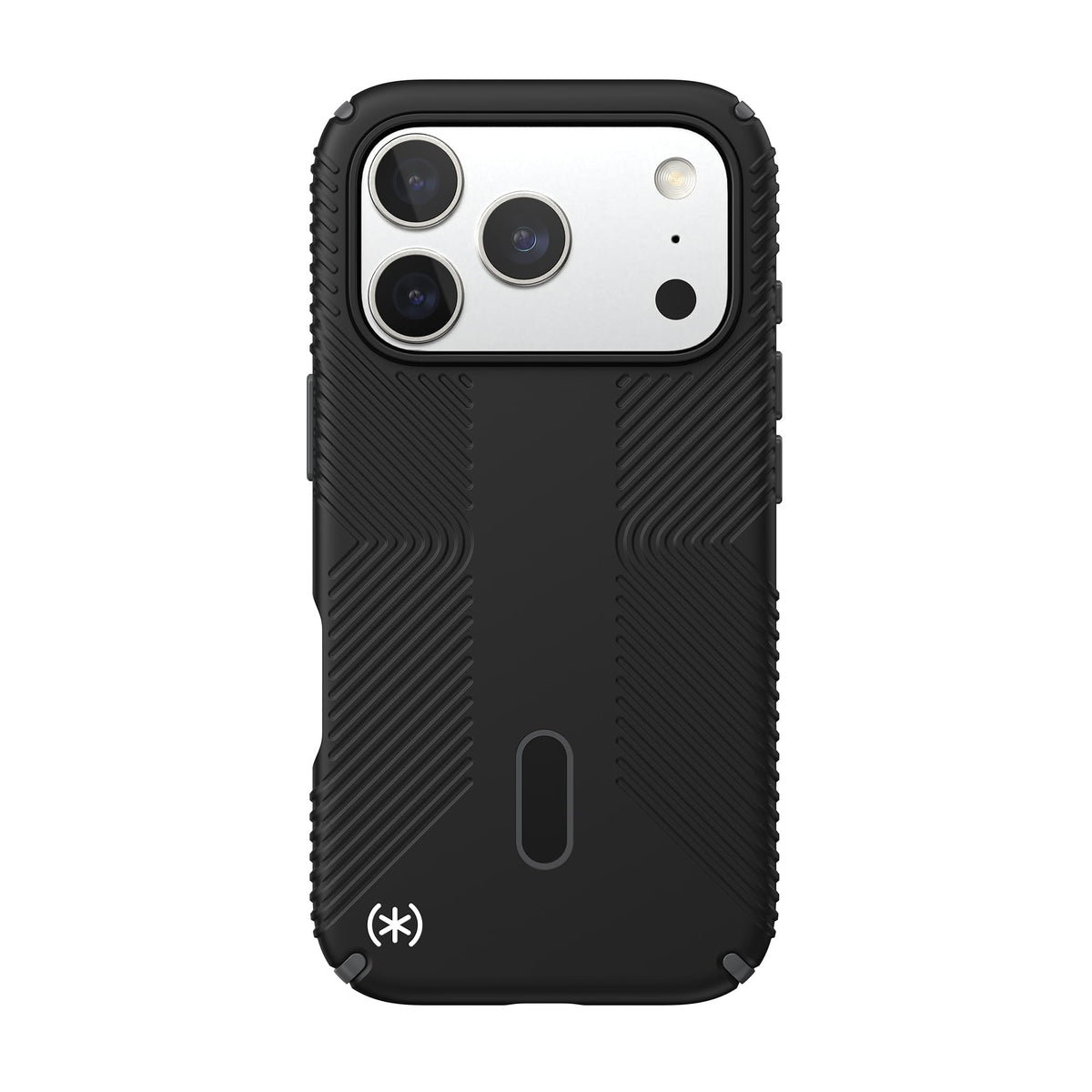 Funda para iPhone 17 Pro Speck negra y gris pizarrón protectora delgada