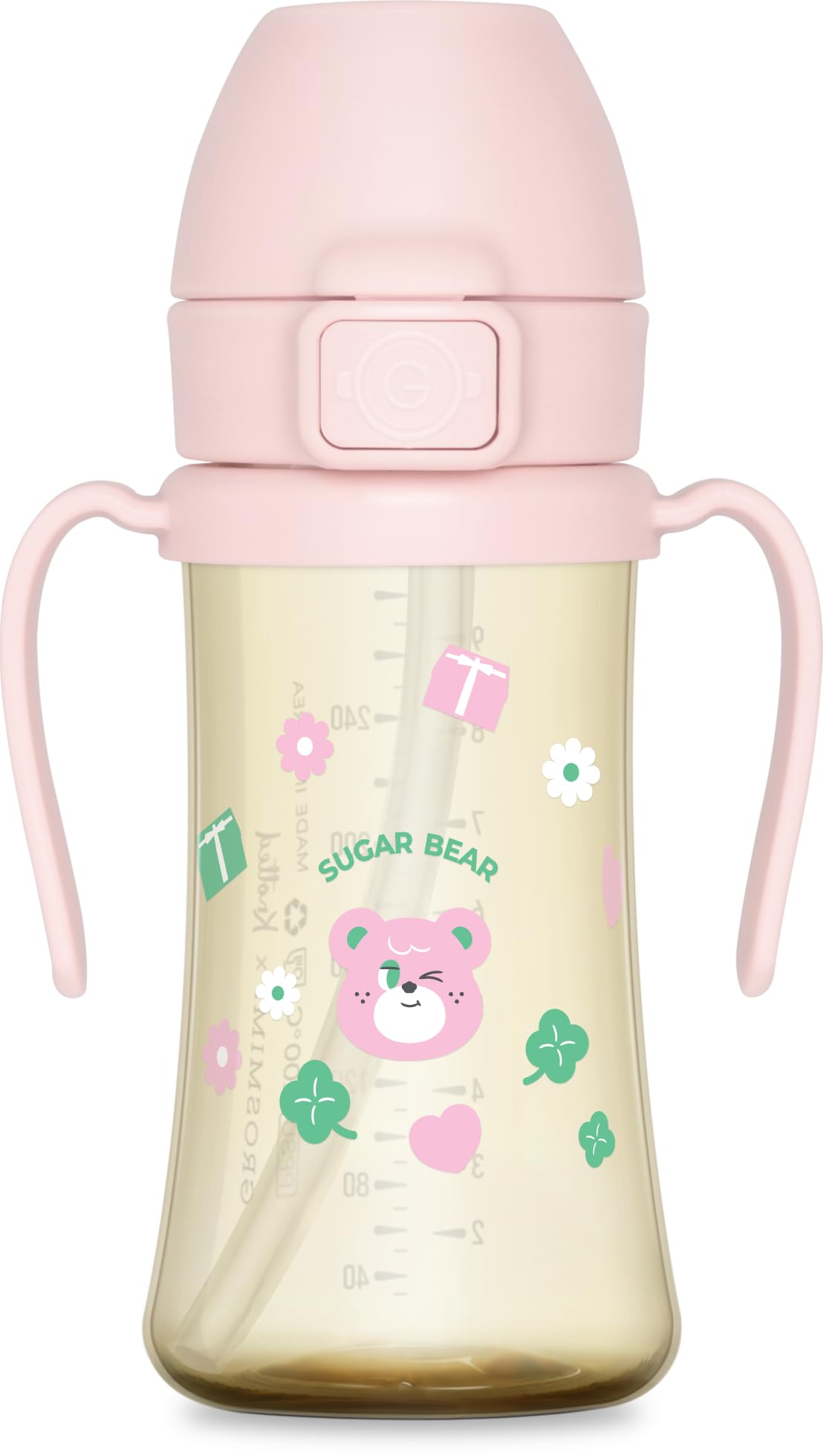 GROSMIMI x KNOTTED - Taza para sorber a prueba de derrames, PPSU, sin BPA, etapa 2 para niños pequeños (oso de azúcar, 10 onzas)