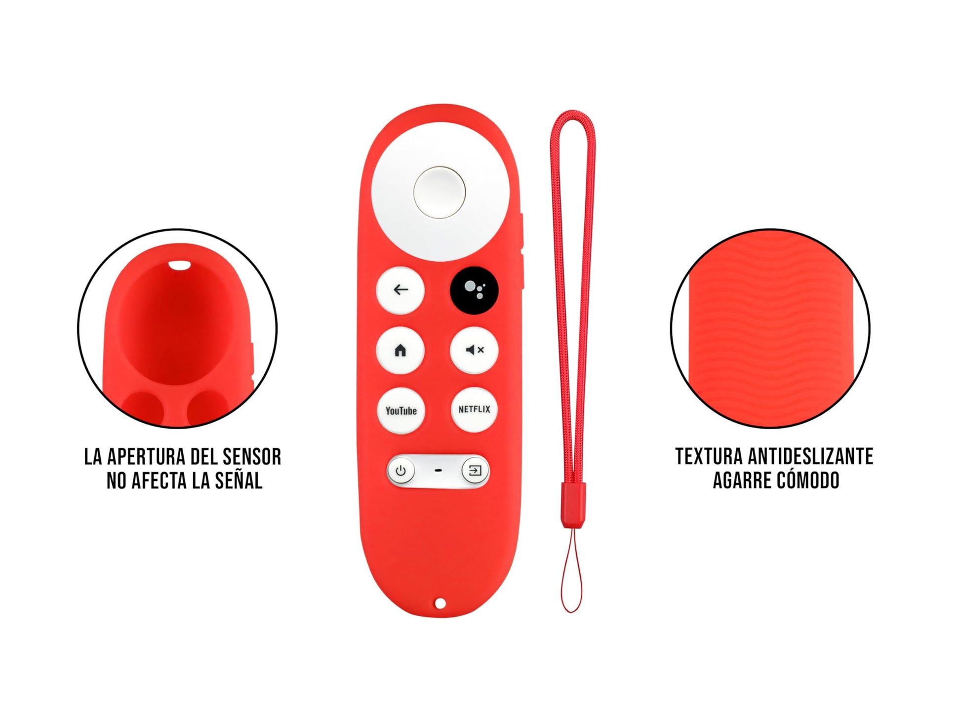 CONTROL EXPERT Funda para Control Google Chromecast TV Case, Protector, Silicon (Rojo)