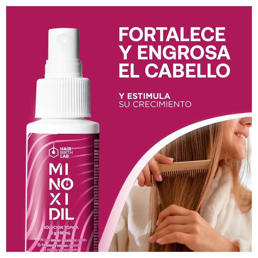 Solución Tópica Minoxidil Hair Birth Lab Transparente Sin Aroma para Mujer 60 ml 3 Pack