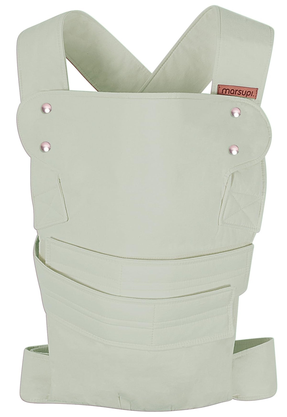 Marsupi Classic, portabebés ajustable con 2 posiciones de transporte (frontal y cadera), cangurera desde recién nacido (3.5-15 kg), algodón orgánico, Beige, Talla: L