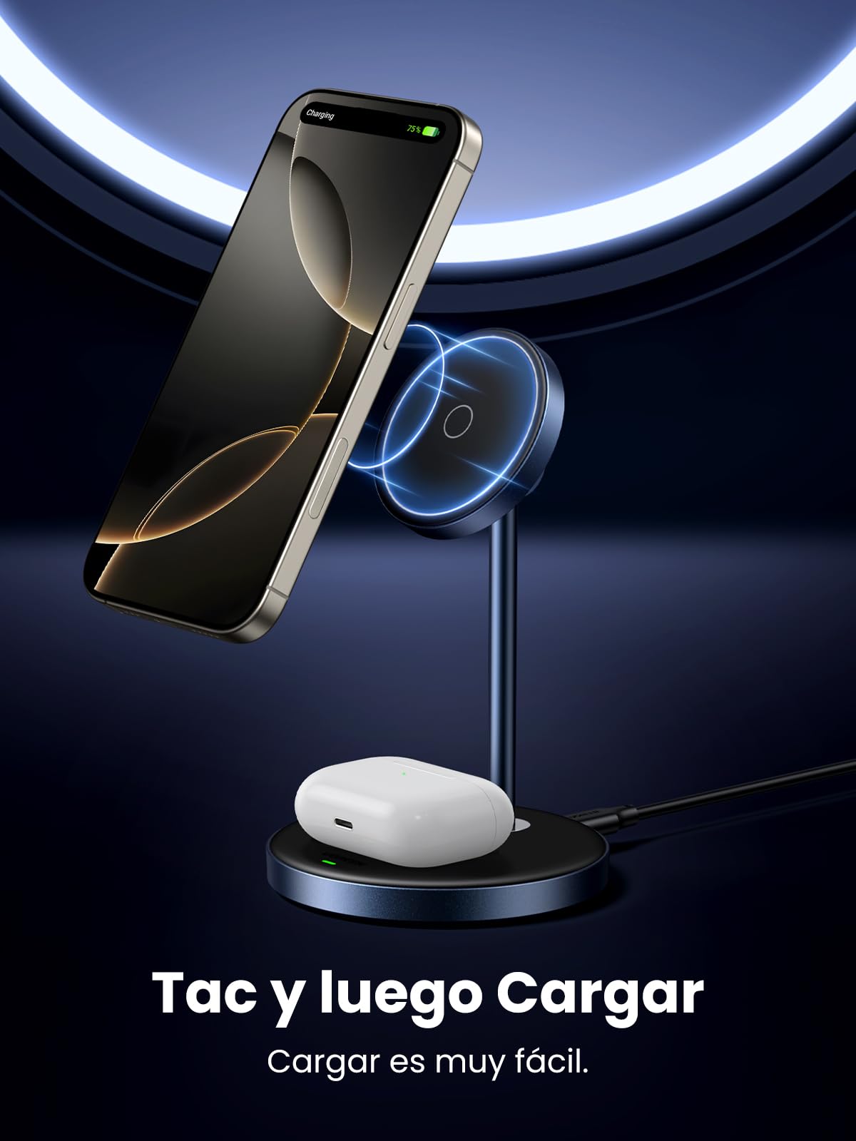 Soporte de Carga Inalámbrico UGREEN Blanco Qi 3 en 1 para iPhone y AirPods
