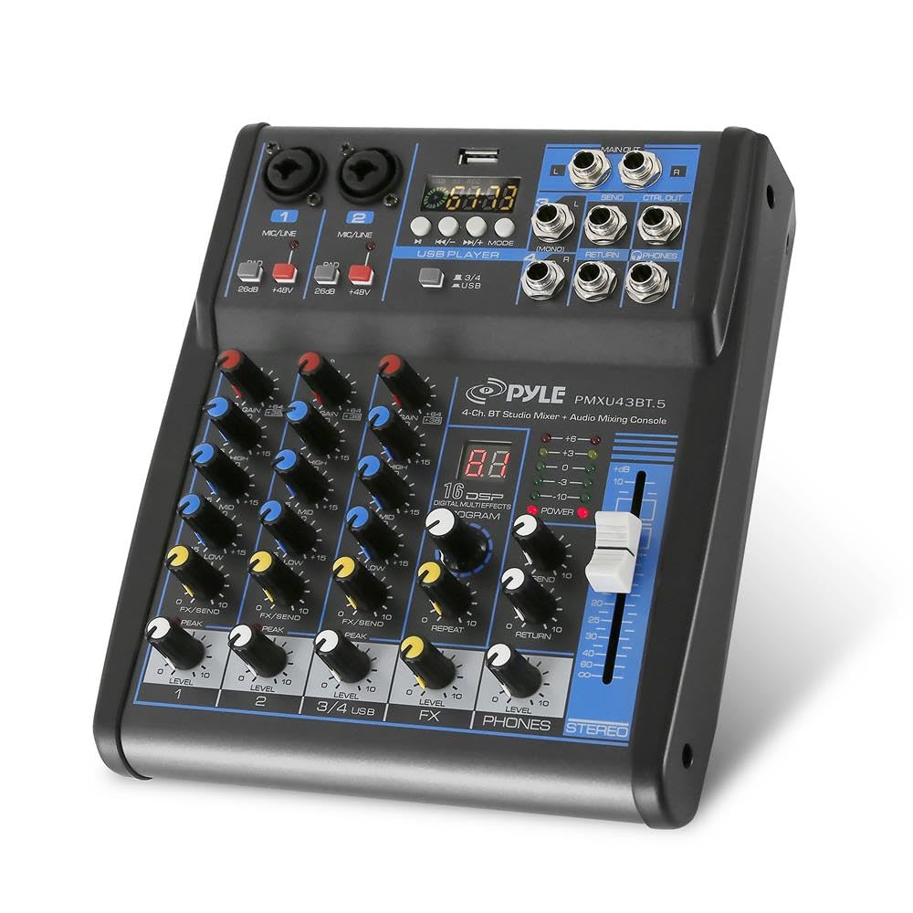 Consola Mezcladora de Audio Pyle USB Bluetooth para DJ Studio Streaming